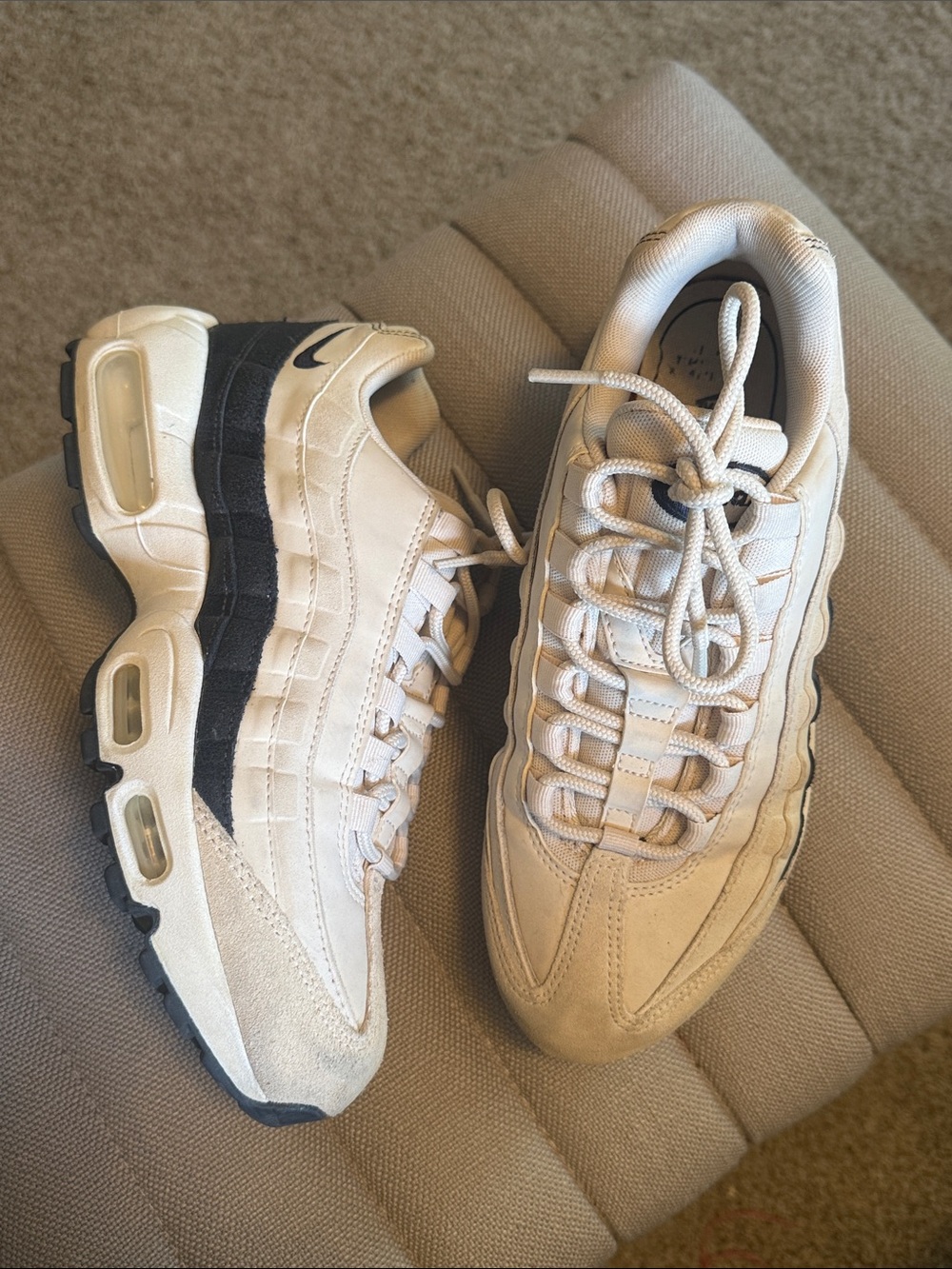 Nike Women's Cream and Black Air Max Style Sneakers